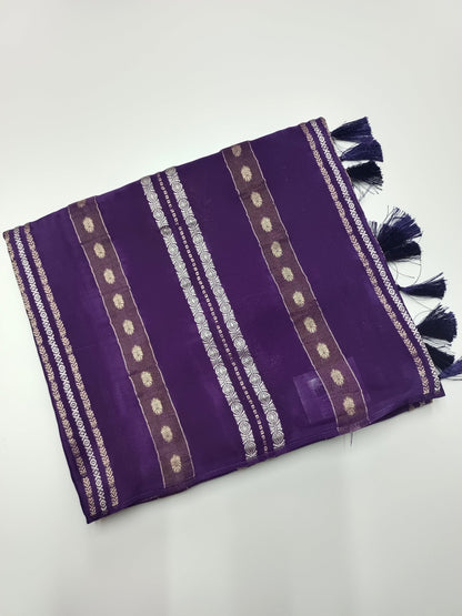 LILAC BLENDED CREPE SILK SAREE - B S CHANNABASAPPA & SONS