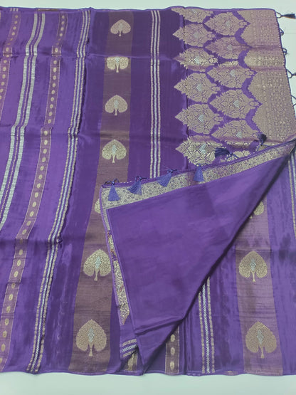 LILAC BLENDED CREPE SILK SAREE - B S CHANNABASAPPA & SONS