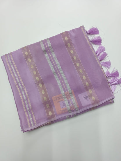 LILAC BLENDED CREPE SILK SAREE - B S CHANNABASAPPA & SONS