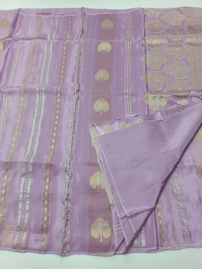 LILAC BLENDED CREPE SILK SAREE - B S CHANNABASAPPA & SONS