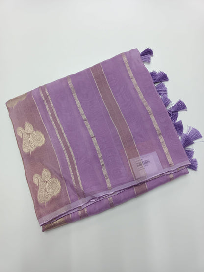 LILAC BLENDED CREPE SILK SAREE - B S CHANNABASAPPA & SONS
