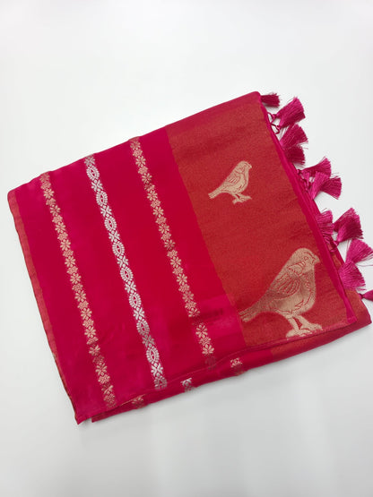 LILAC BLENDED CREPE SILK SAREE - B S CHANNABASAPPA & SONS