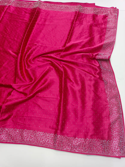 FANCY SATIN WORK SAREE - B S CHANNABASAPPA & SONS